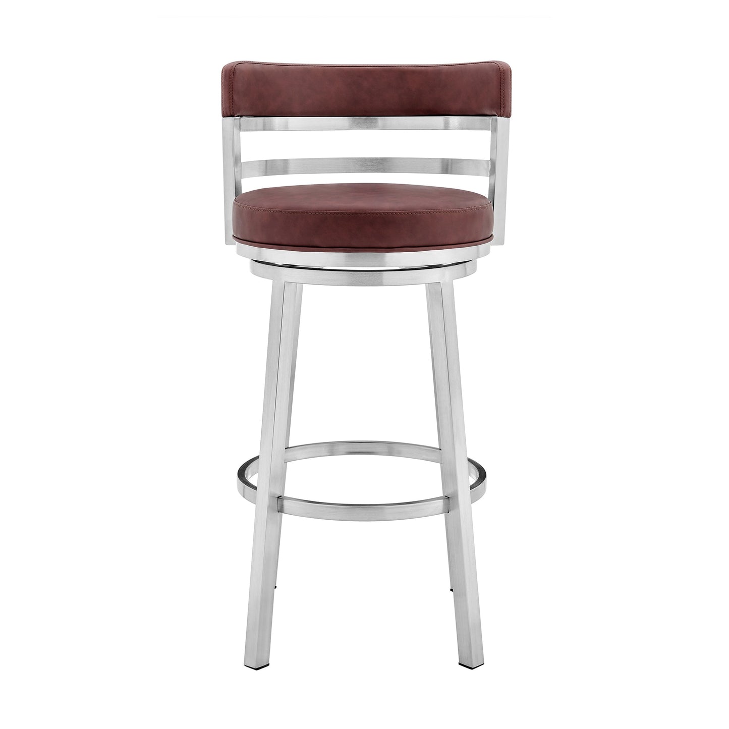 Titana Swivel Faux Leather and Brushed Stainless Steel Bar Stool