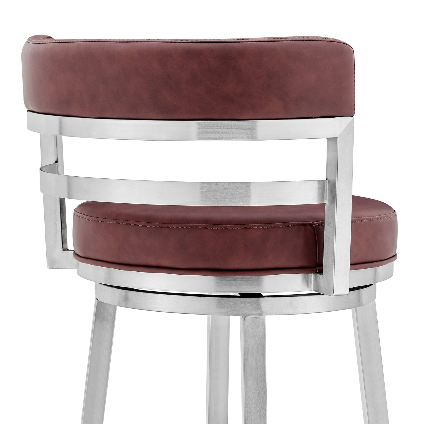 Titana Swivel Faux Leather and Brushed Stainless Steel Bar Stool