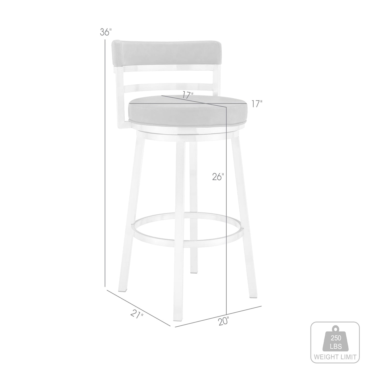 Titana Swivel Faux Leather and Brushed Stainless Steel Bar Stool