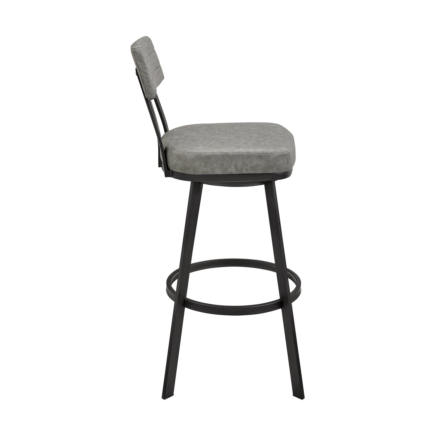 Jinab Swivel Bar and Counter Stool in Metal and Faux Leather