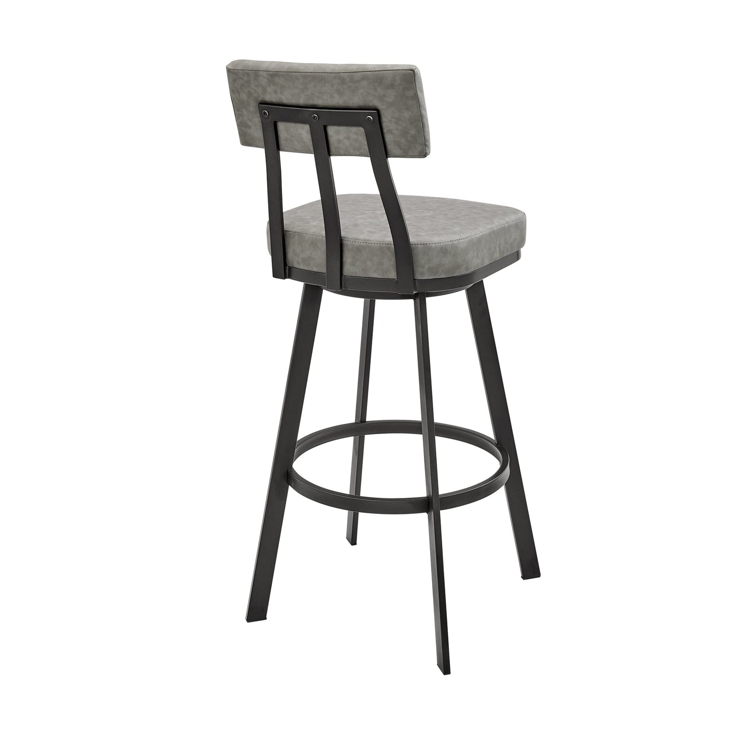 Jinab Swivel Bar and Counter Stool in Metal and Faux Leather
