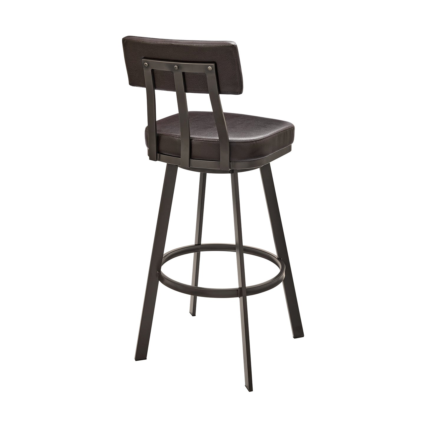 Jinab Swivel Bar and Counter Stool in Metal and Faux Leather
