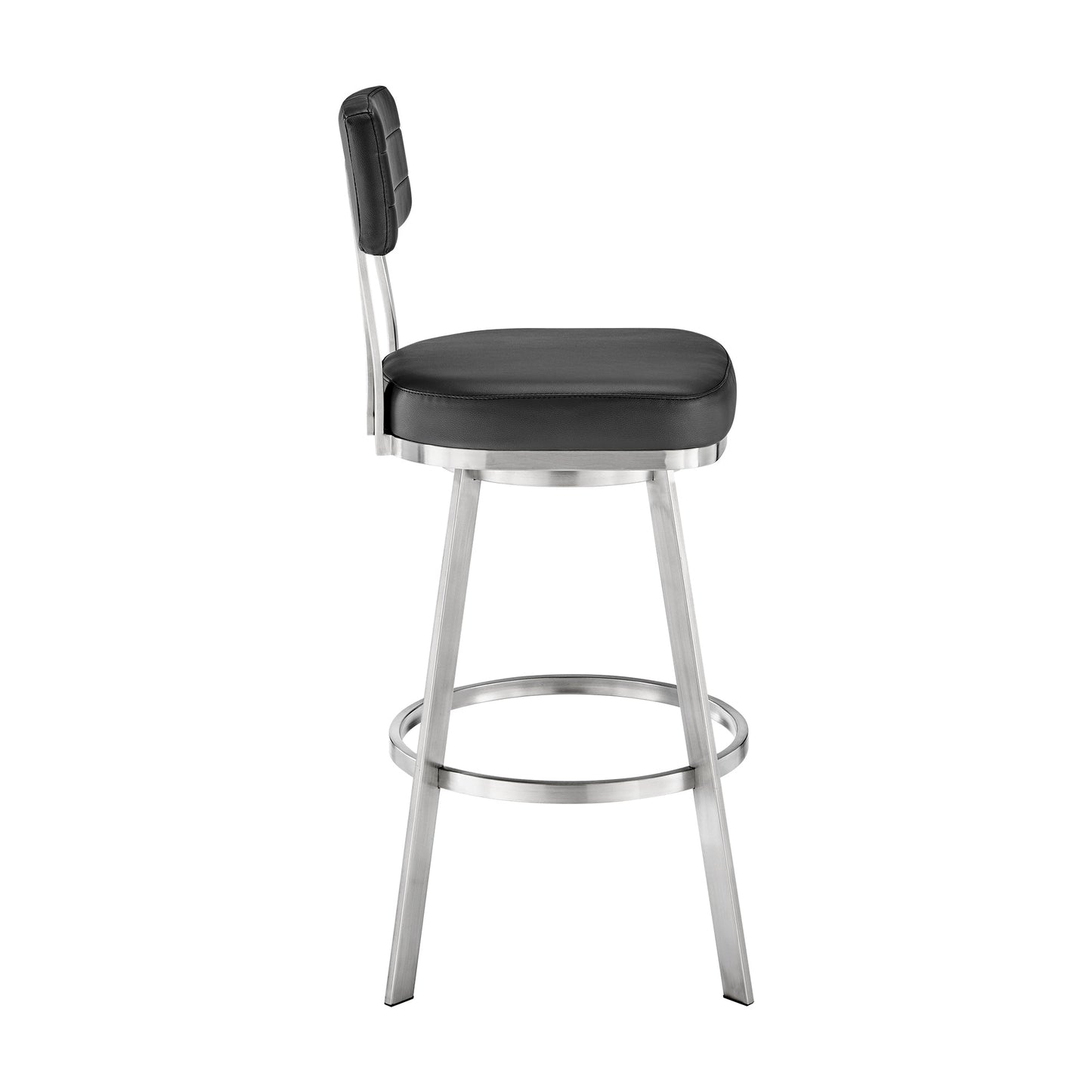 Jinab Swivel Bar and Counter Stool in Metal and Faux Leather