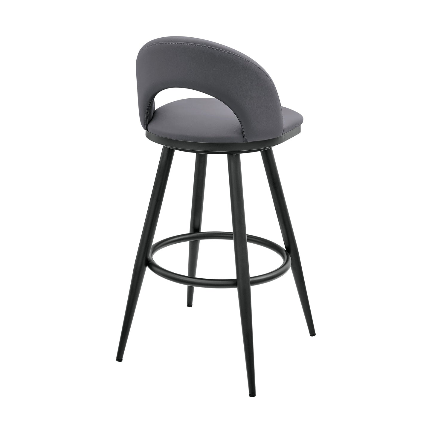 Lottech Swivel Counter and Bar Stool in Brushed Stainless Steel and Black or Faux Leather