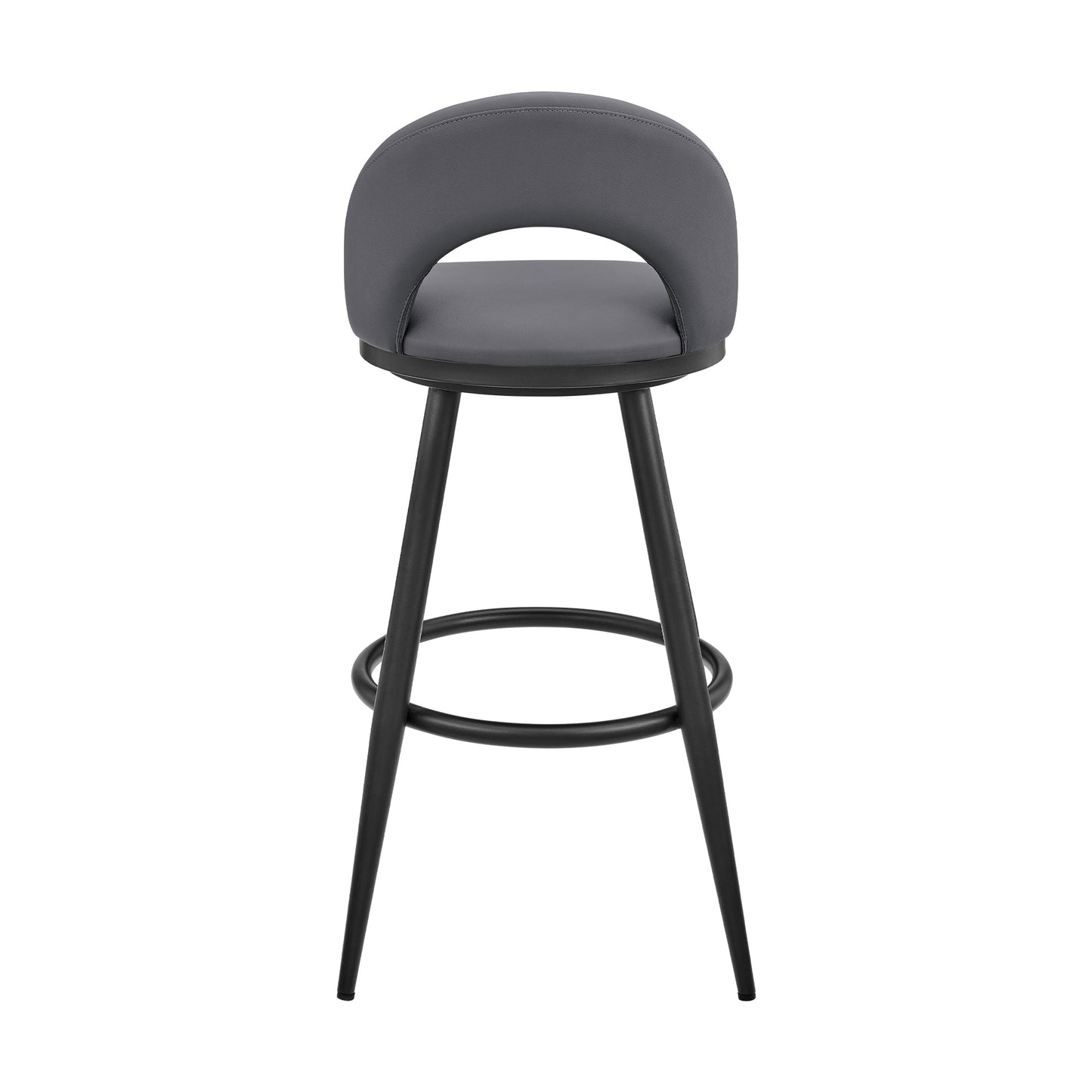 Lottech Swivel Counter and Bar Stool in Brushed Stainless Steel and Black or Faux Leather