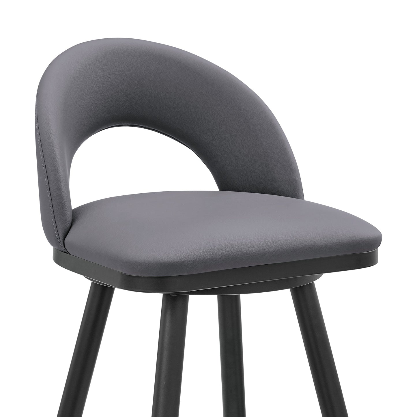 Lottech Swivel Counter and Bar Stool in Brushed Stainless Steel and Black or Faux Leather