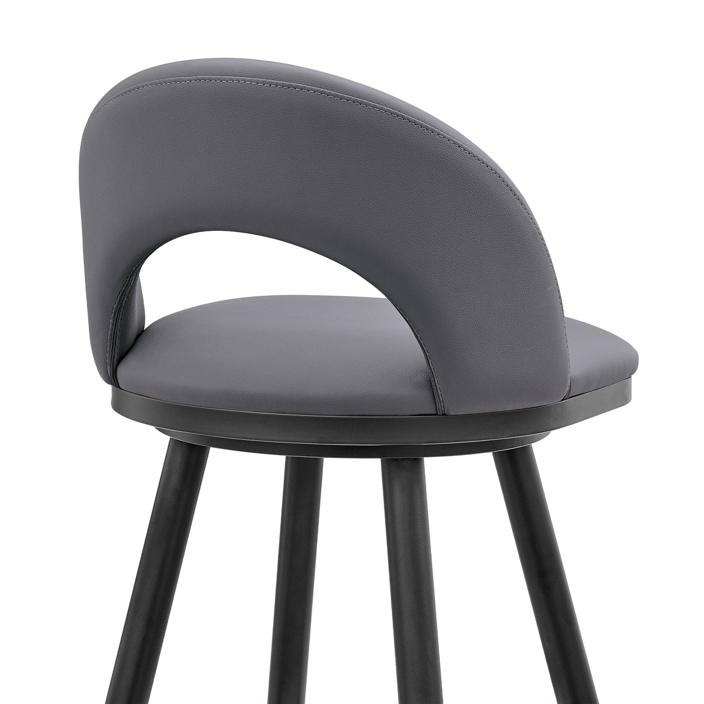 Lottech Swivel Counter and Bar Stool in Brushed Stainless Steel and Black or Faux Leather