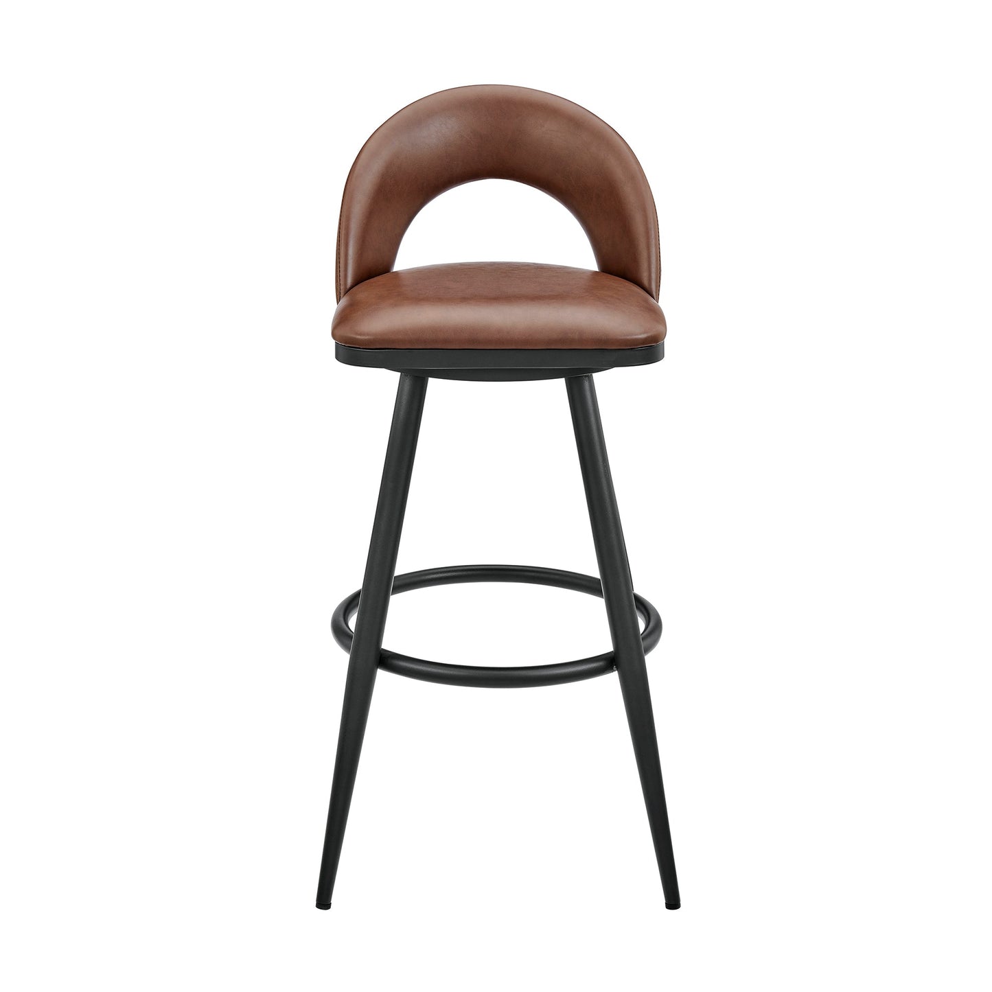 Lottech Swivel Counter and Bar Stool in Brushed Stainless Steel and Black or Faux Leather