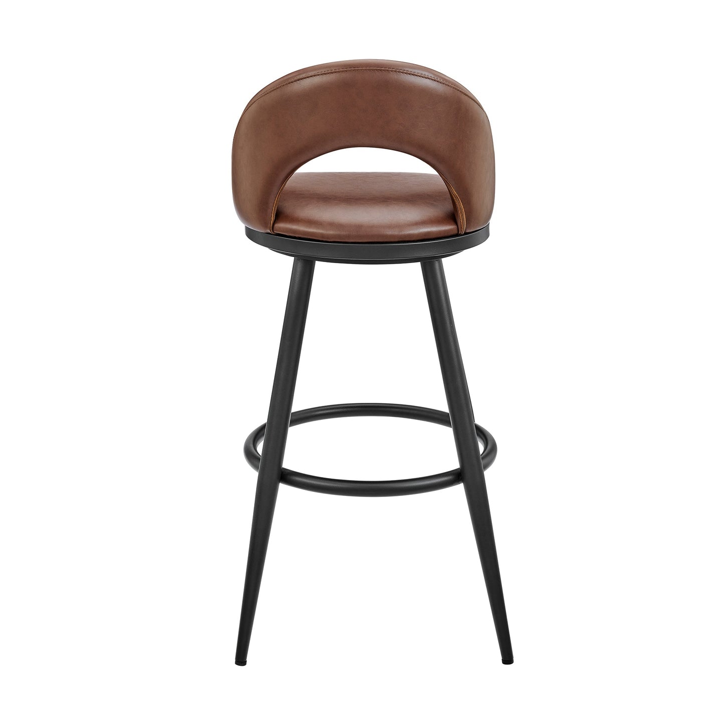 Lottech Swivel Counter and Bar Stool in Brushed Stainless Steel and Black or Faux Leather