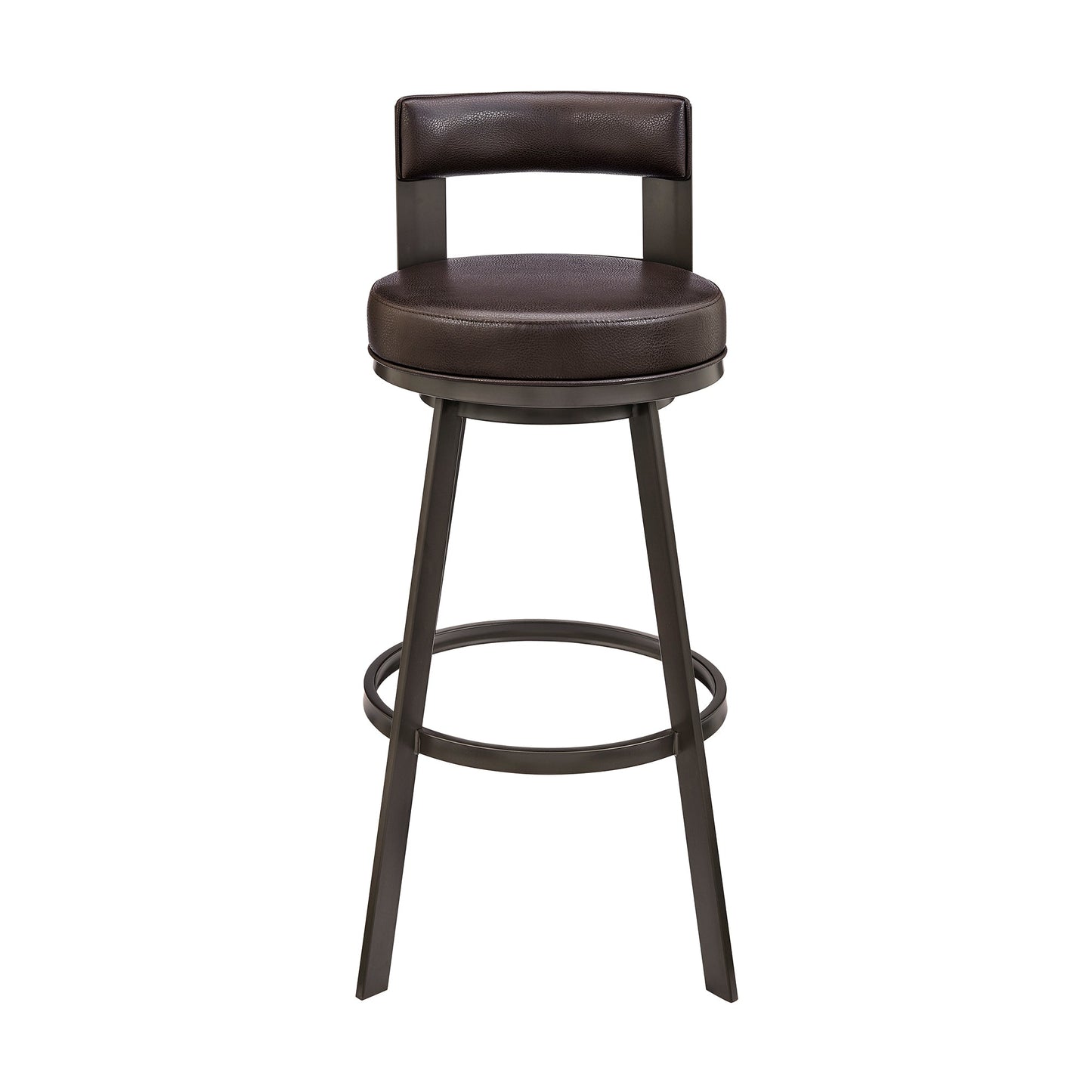 Lynof Swivel Bar and Counter Stool in Various Metal and Faux Leather Options