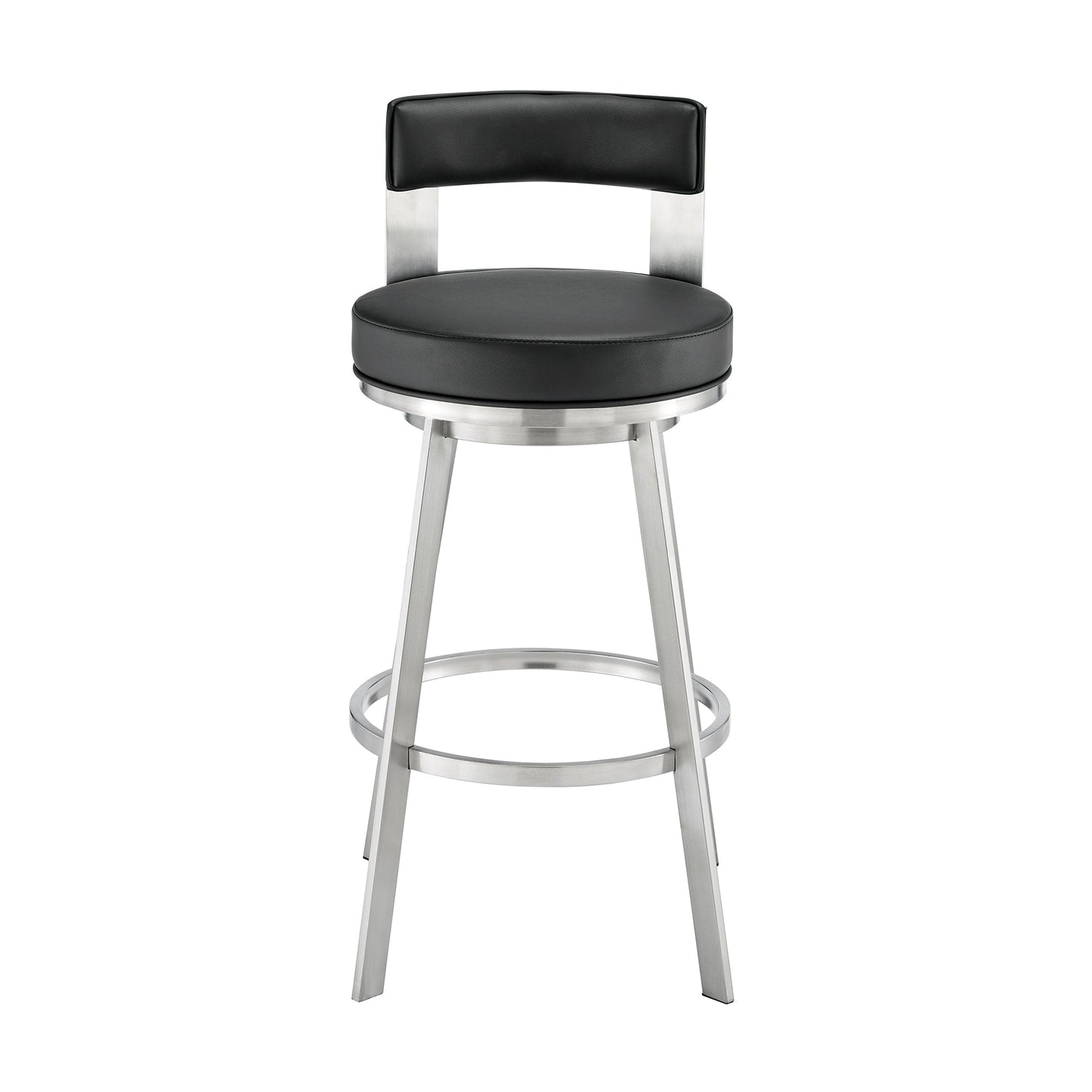 Lynof Swivel Bar and Counter Stool in Various Metal and Faux Leather Options