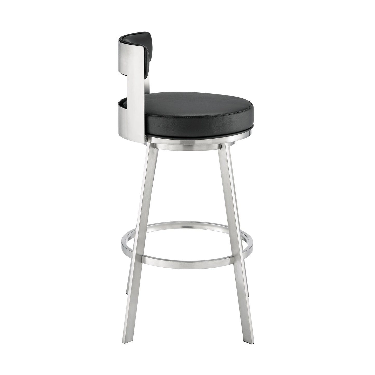 Lynof Swivel Bar and Counter Stool in Various Metal and Faux Leather Options