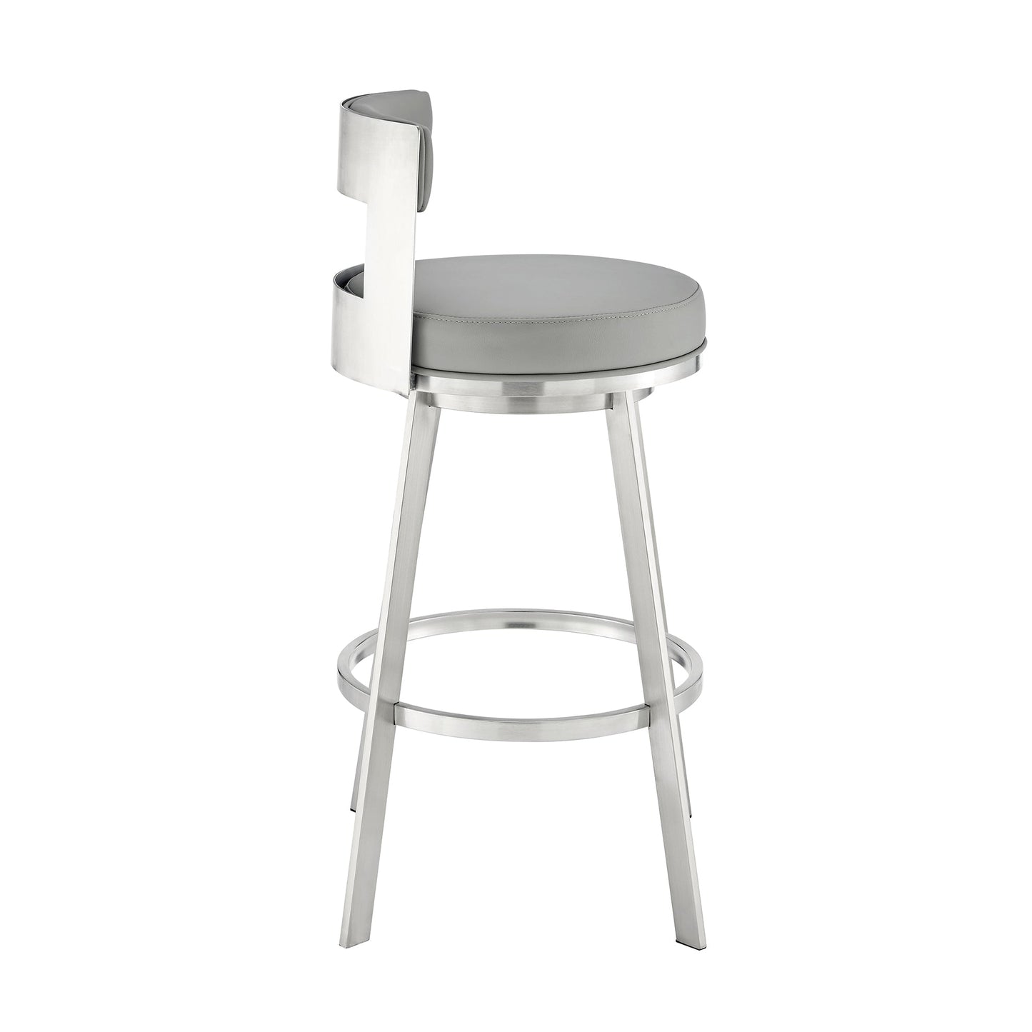 Lynof Swivel Bar and Counter Stool in Various Metal and Faux Leather Options