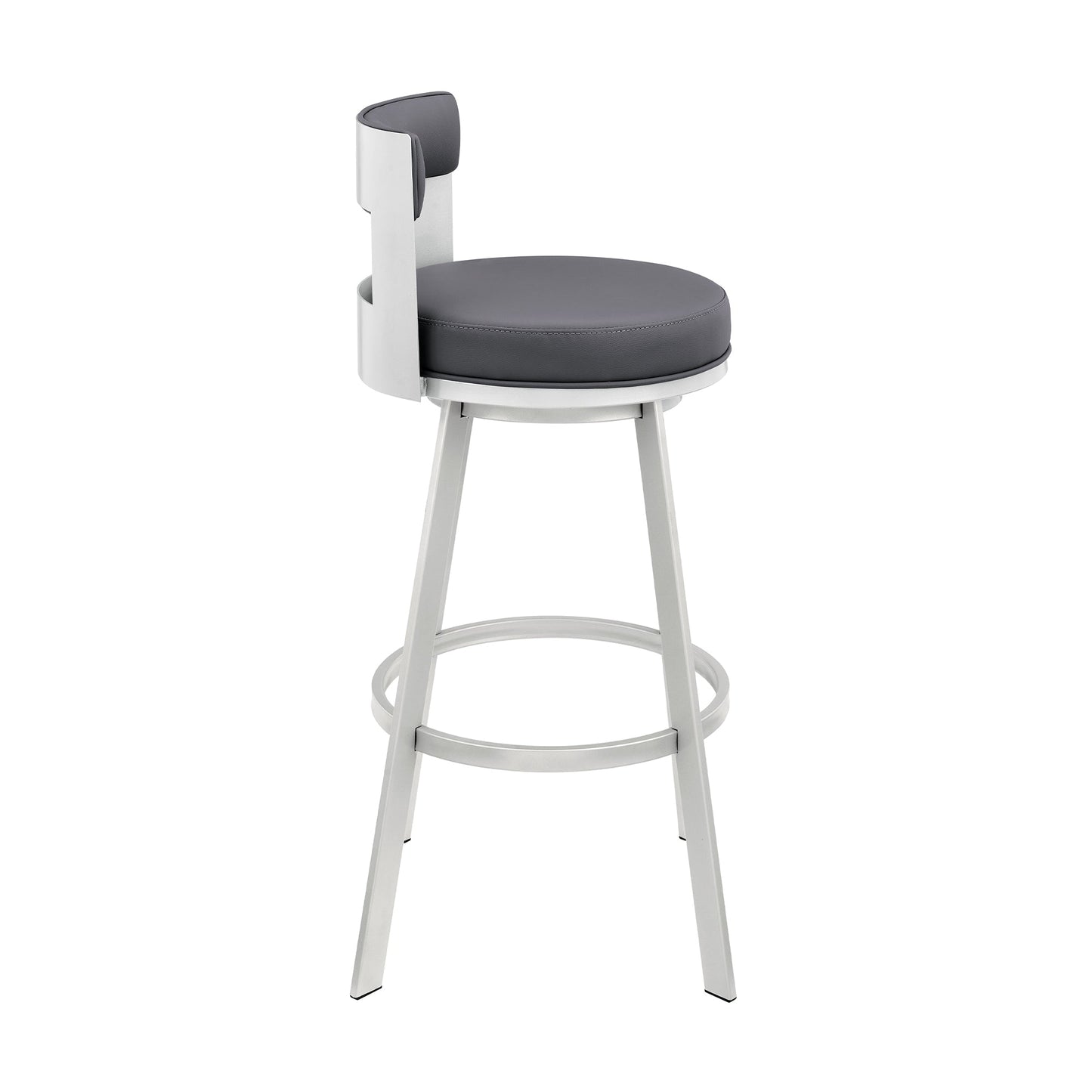 Lynof Swivel Bar and Counter Stool in Various Metal and Faux Leather Options