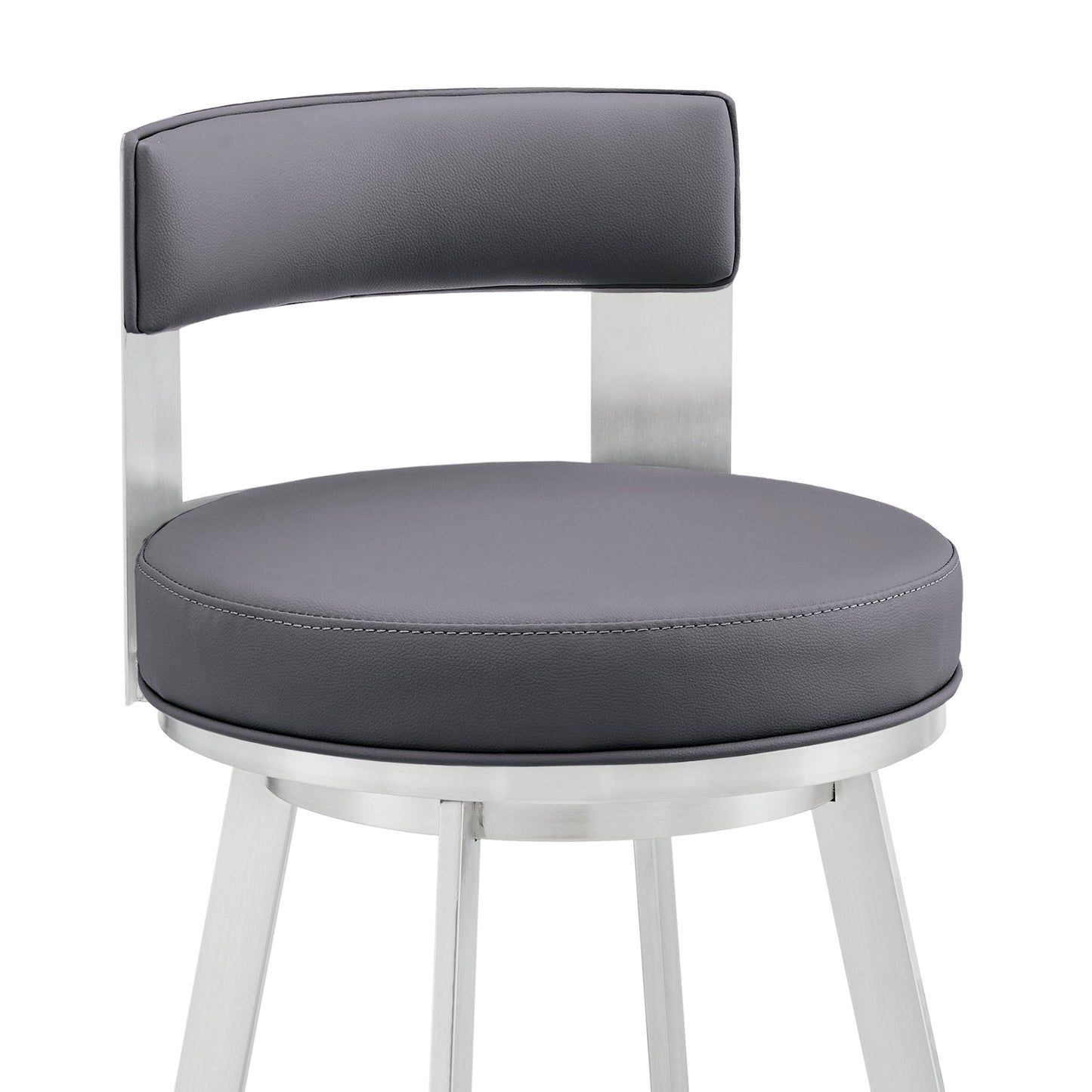 Lynof Swivel Bar and Counter Stool in Various Metal and Faux Leather Options