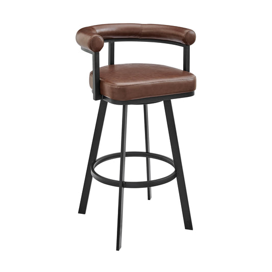 Nolagam Swivel Bar and Counter Stool in Metal and Faux Leather
