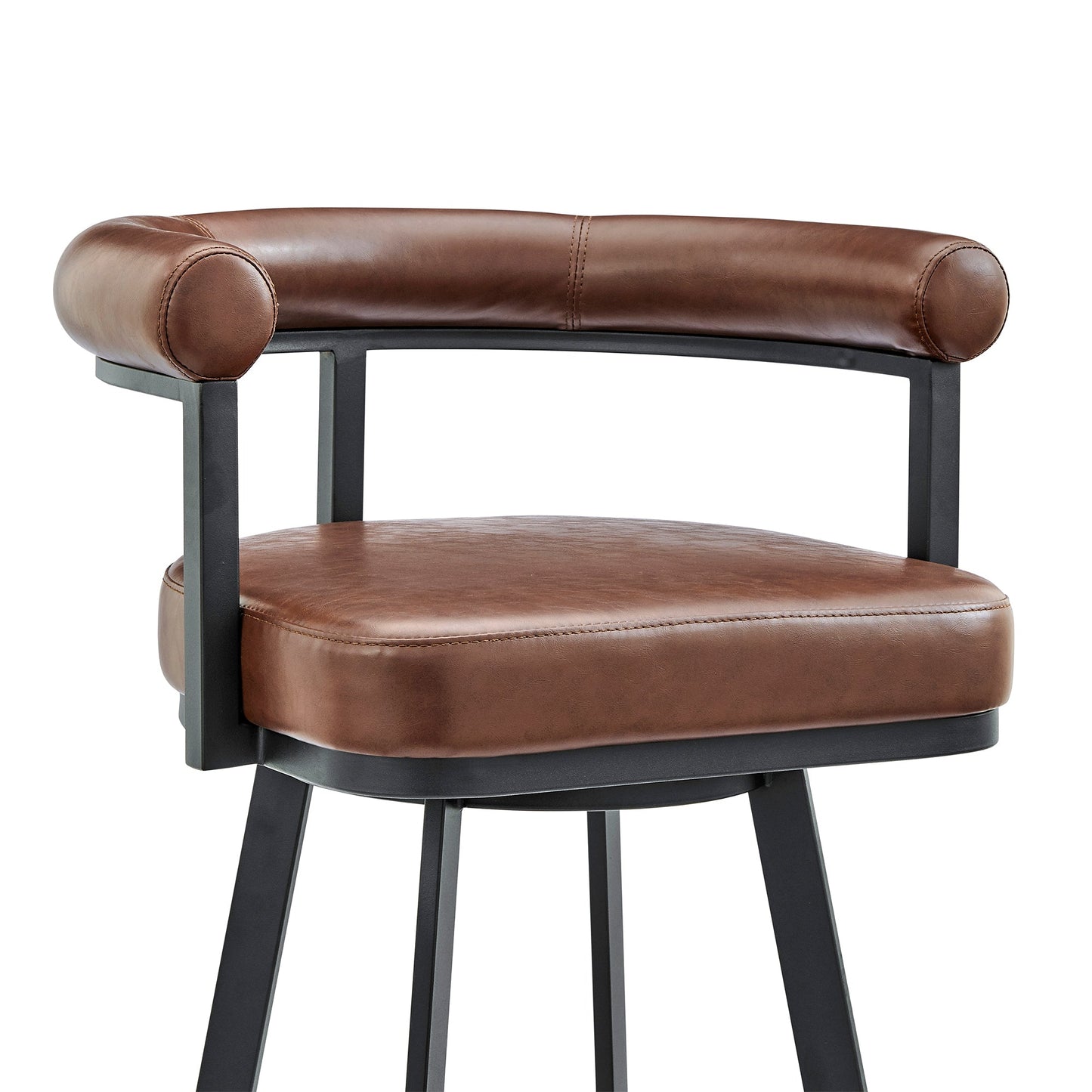 Nolagam Swivel Bar and Counter Stool in Metal and Faux Leather