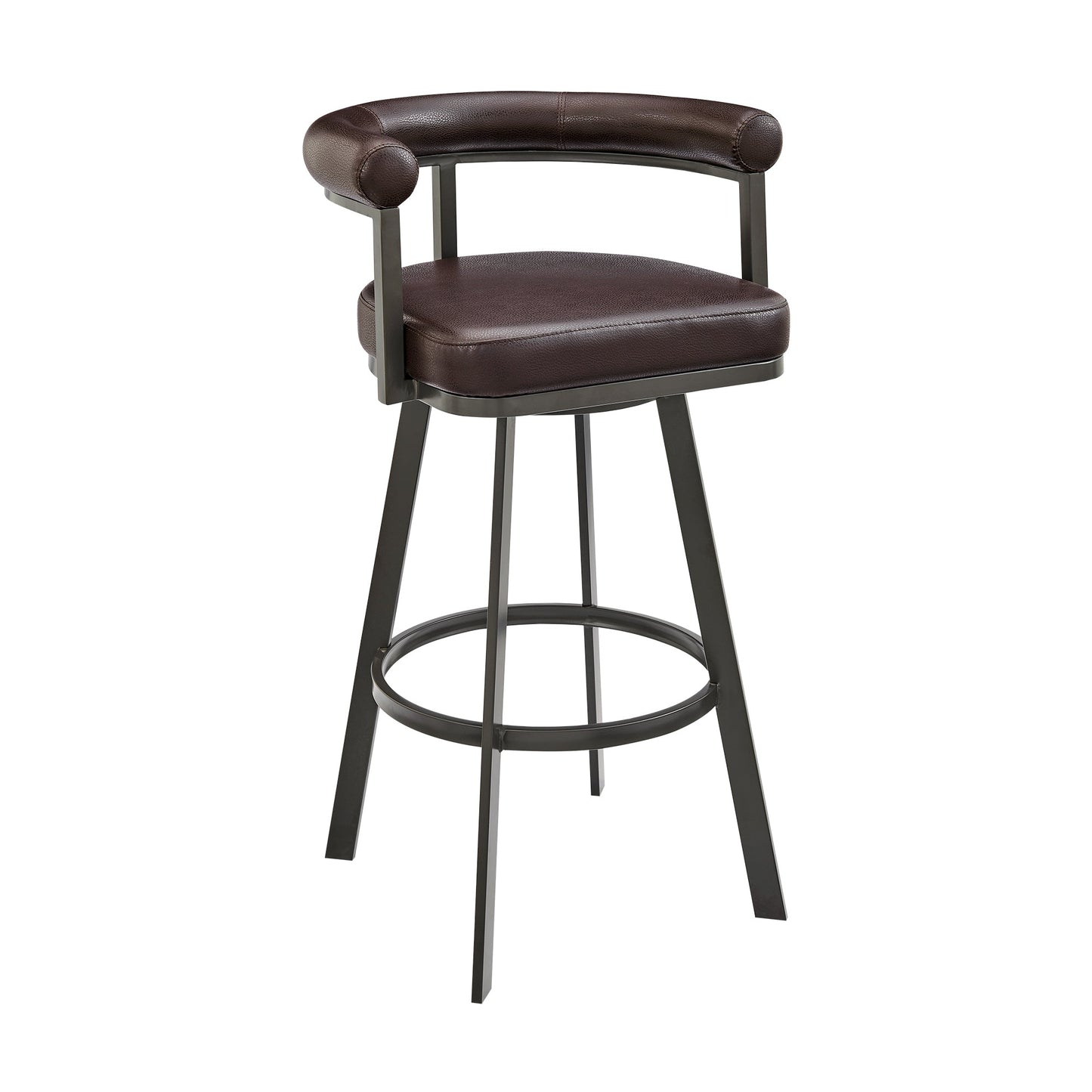 Nolagam Swivel Bar and Counter Stool in Metal and Faux Leather