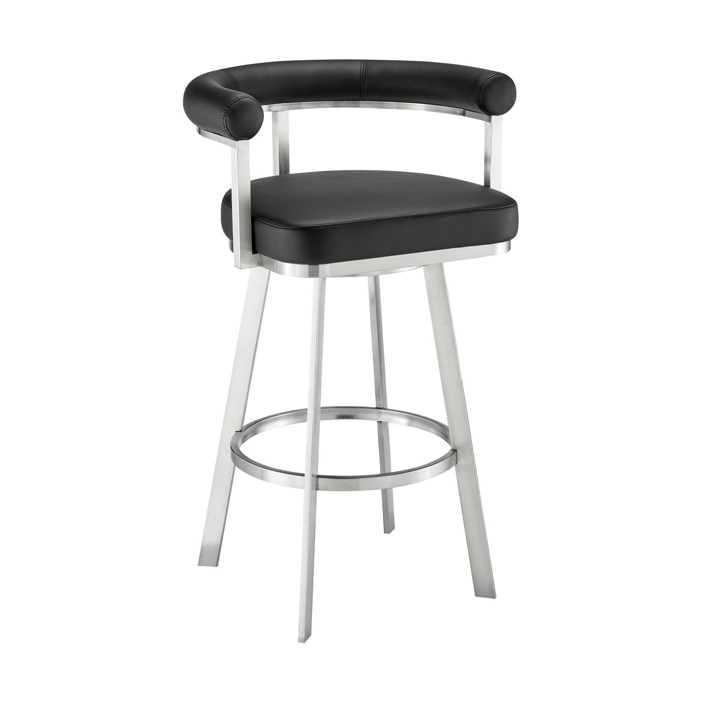 Nolagam Swivel Bar and Counter Stool in Metal and Faux Leather