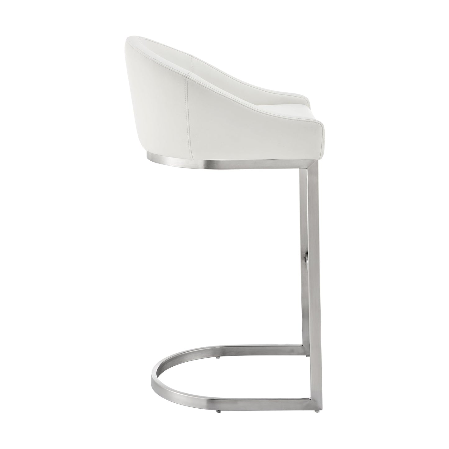 Atherik Bar and Counter Stool in Metal and Stainless Steel with Faux Leather