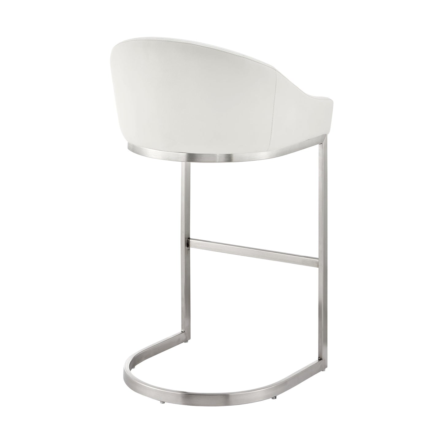 Atherik Bar and Counter Stool in Metal and Stainless Steel with Faux Leather
