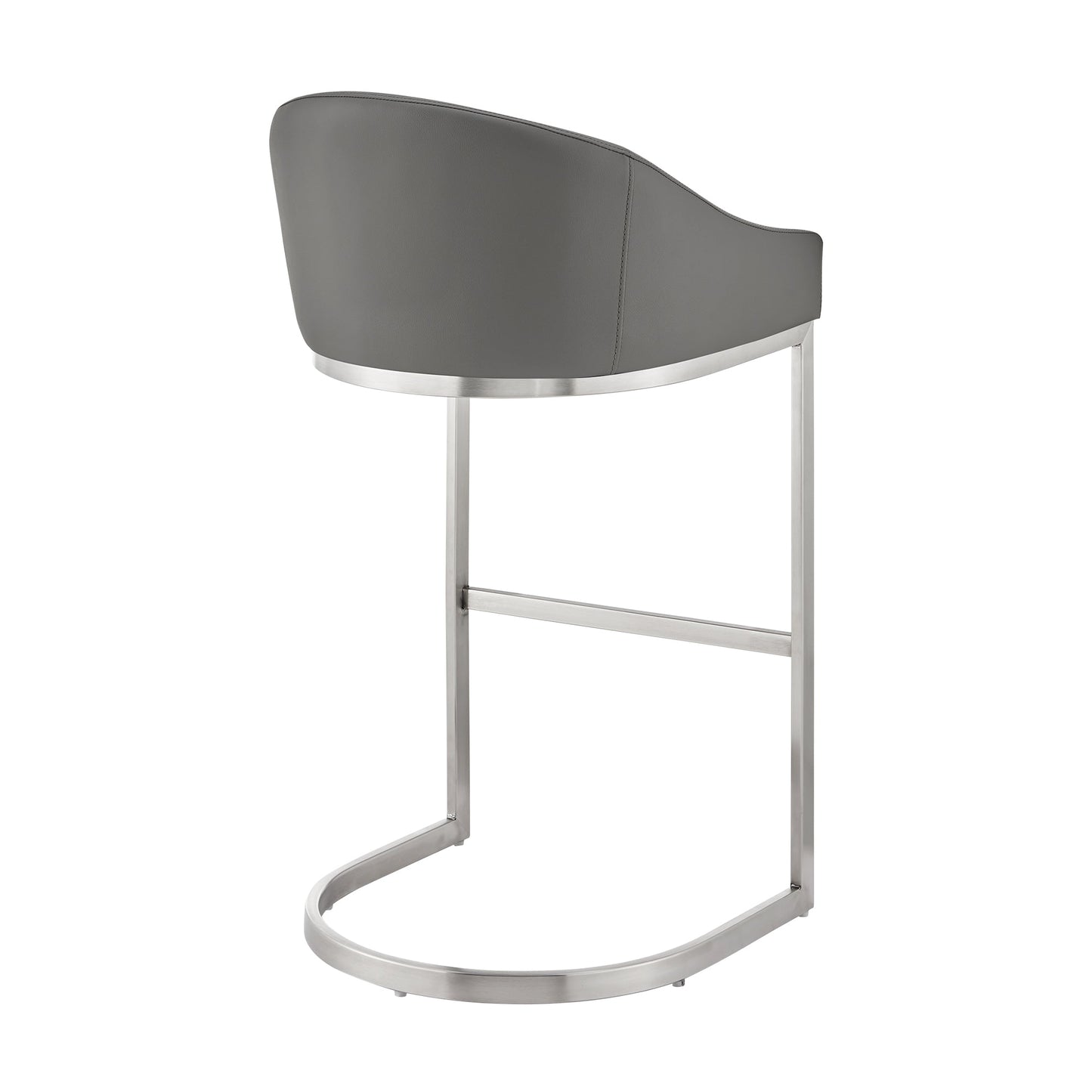 Atherik Bar and Counter Stool in Metal and Stainless Steel with Faux Leather