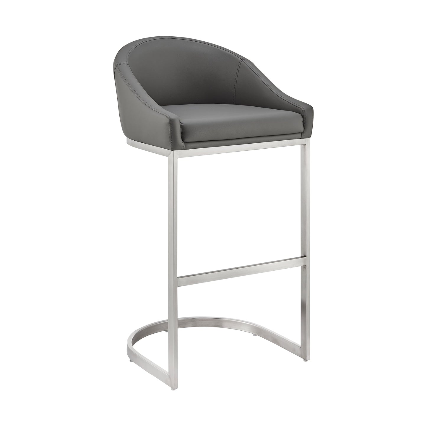 Atherik Bar and Counter Stool in Metal and Stainless Steel with Faux Leather