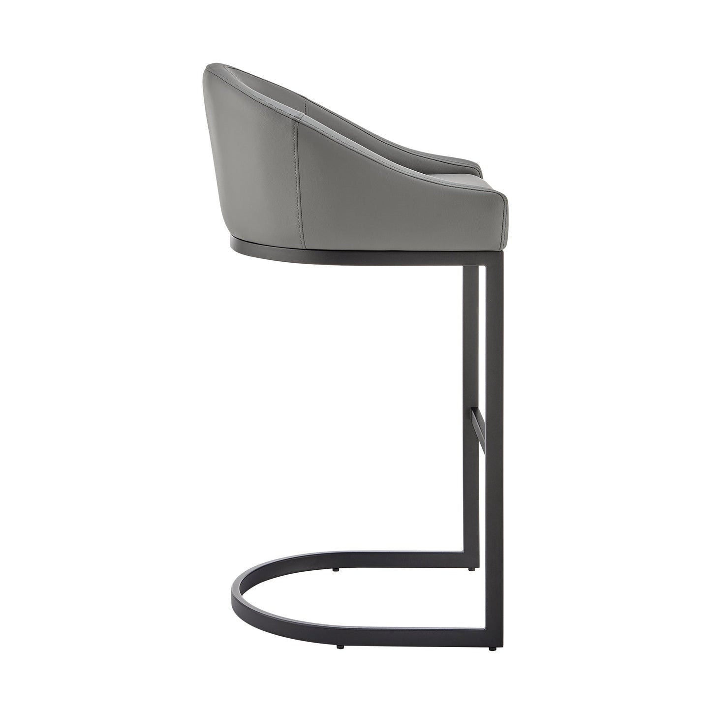 Atherik Bar and Counter Stool in Metal and Stainless Steel with Faux Leather