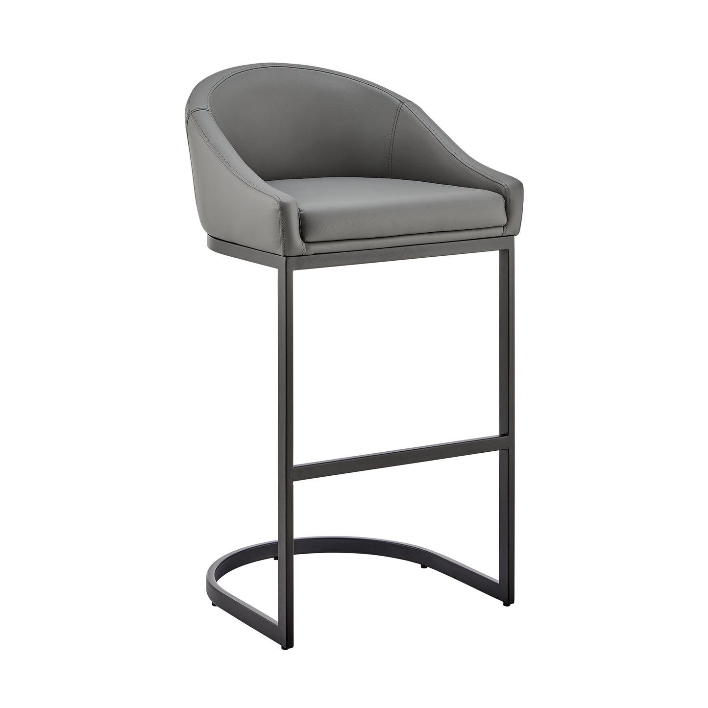 Atherik Bar and Counter Stool in Metal and Stainless Steel with Faux Leather