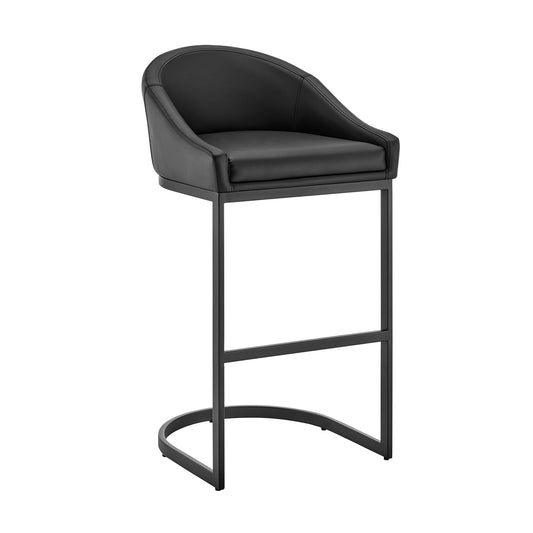 Atherik Bar and Counter Stool in Metal and Stainless Steel with Faux Leather