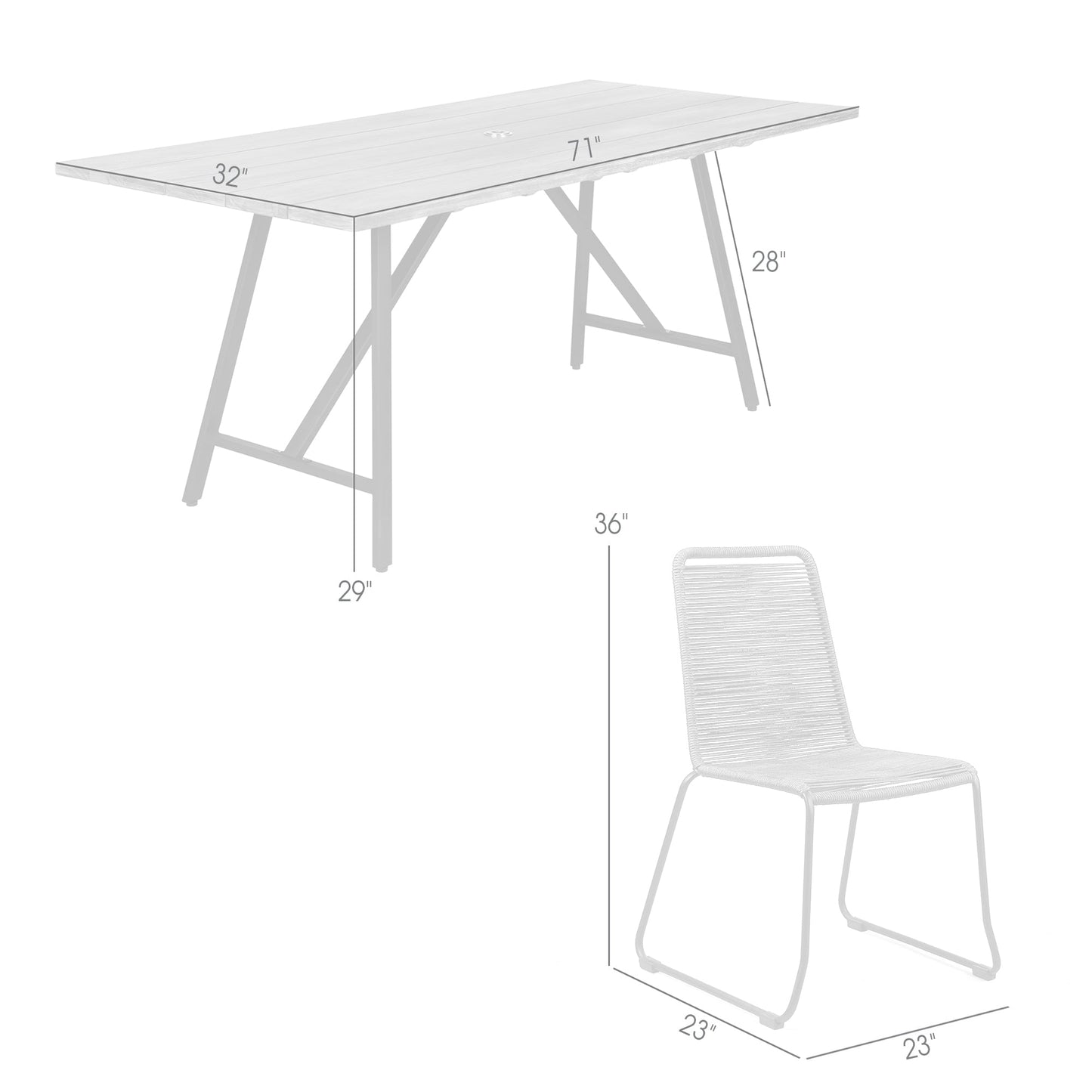 Koala and Shasta 5 Piece Outdoor Patio Dining Set in Light Eucalyptus Wood and Wasabi Rope