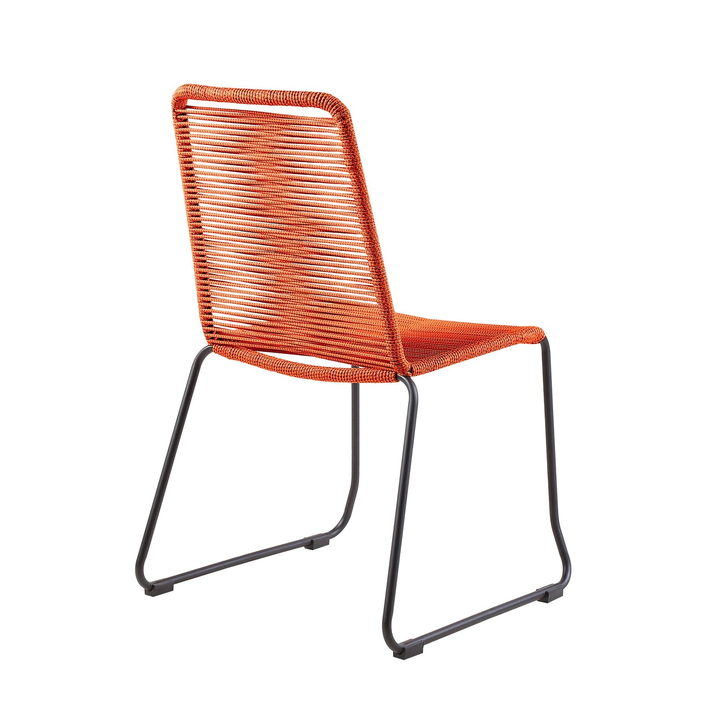 Sydney and Shasta 5 Piece Patio Outdoor Dining Set in Tangerine Rope with Black Eucalyptus Wood