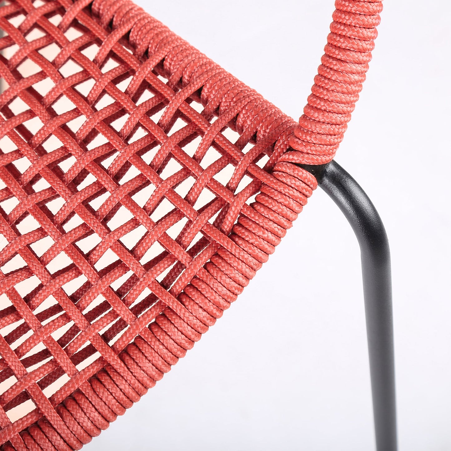 Sydney and Snack 3 Piece Outdoor Patio 36" Dining Set in Black Eucalyptus Wood and Brick Red Rope