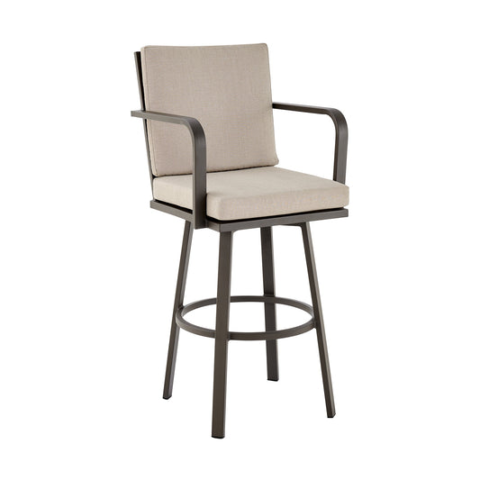 Don 26" Outdoor Patio Swivel Counter Stool in Aluminum with Cushions