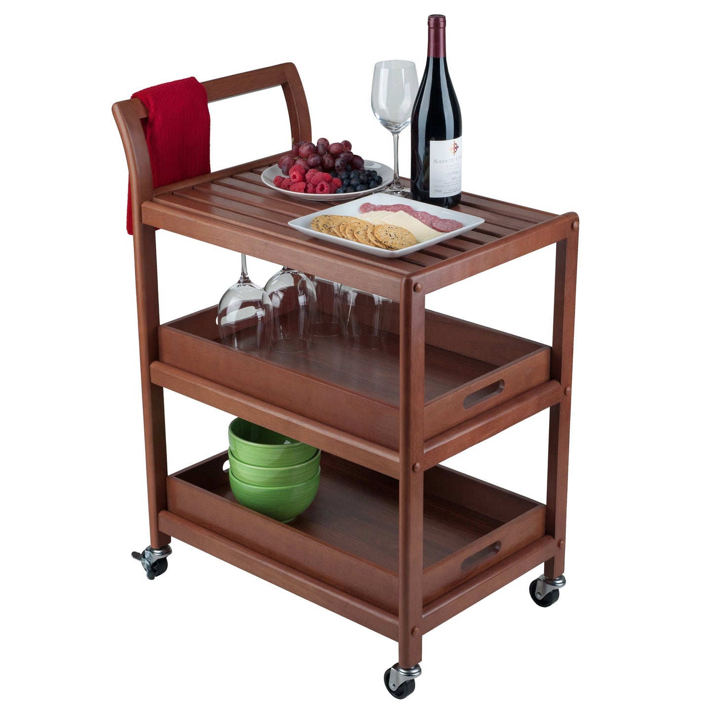 Albert 3-Tier Entertainment Cart, Walnut