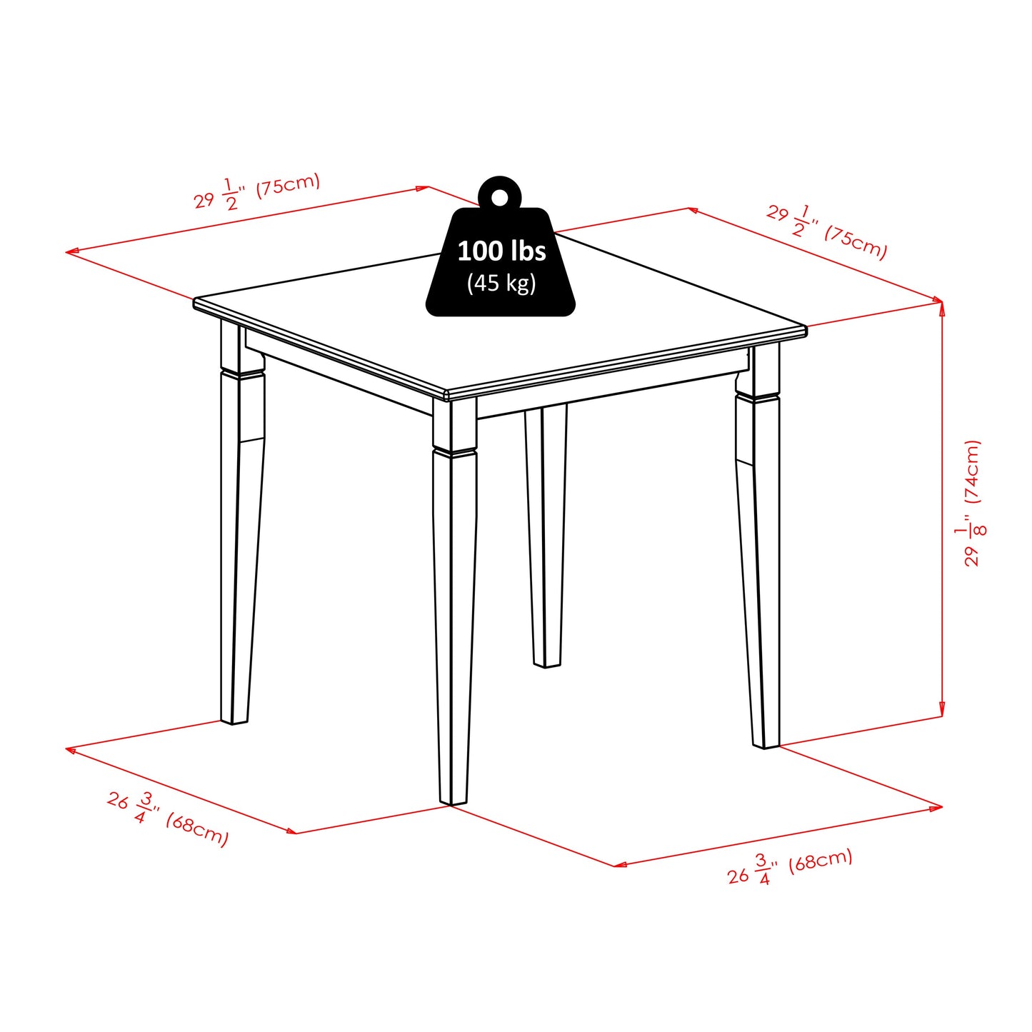 Kingsgate 3-Pc Dinning Table with Ladder-back Chairs, Walnut