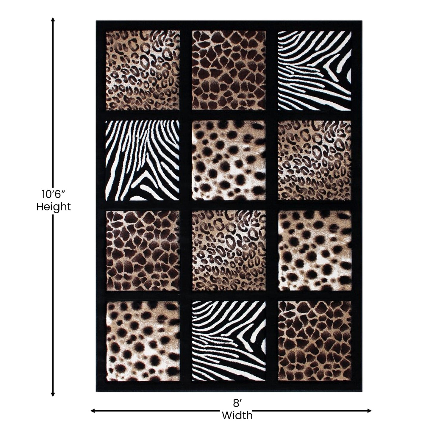 8' x 11' Animal Print Area Rug ACD-RG2QJK-811-BK-GG