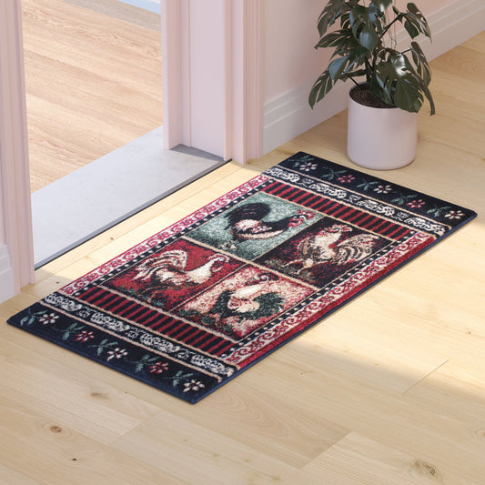 Black 2x3 Rooster Area Rug ACD-RG577-23-BK-GG