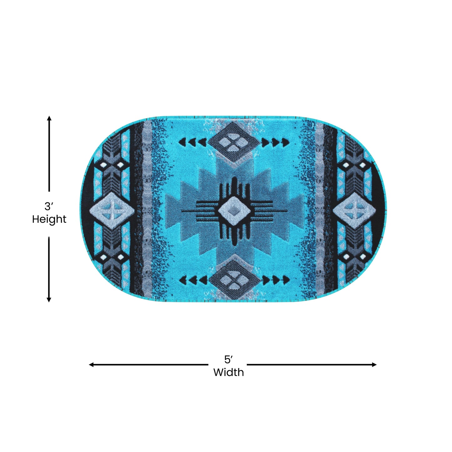 3x5 Oval Turquoise Area Rug ACD-RGC318-35-TQ-GG