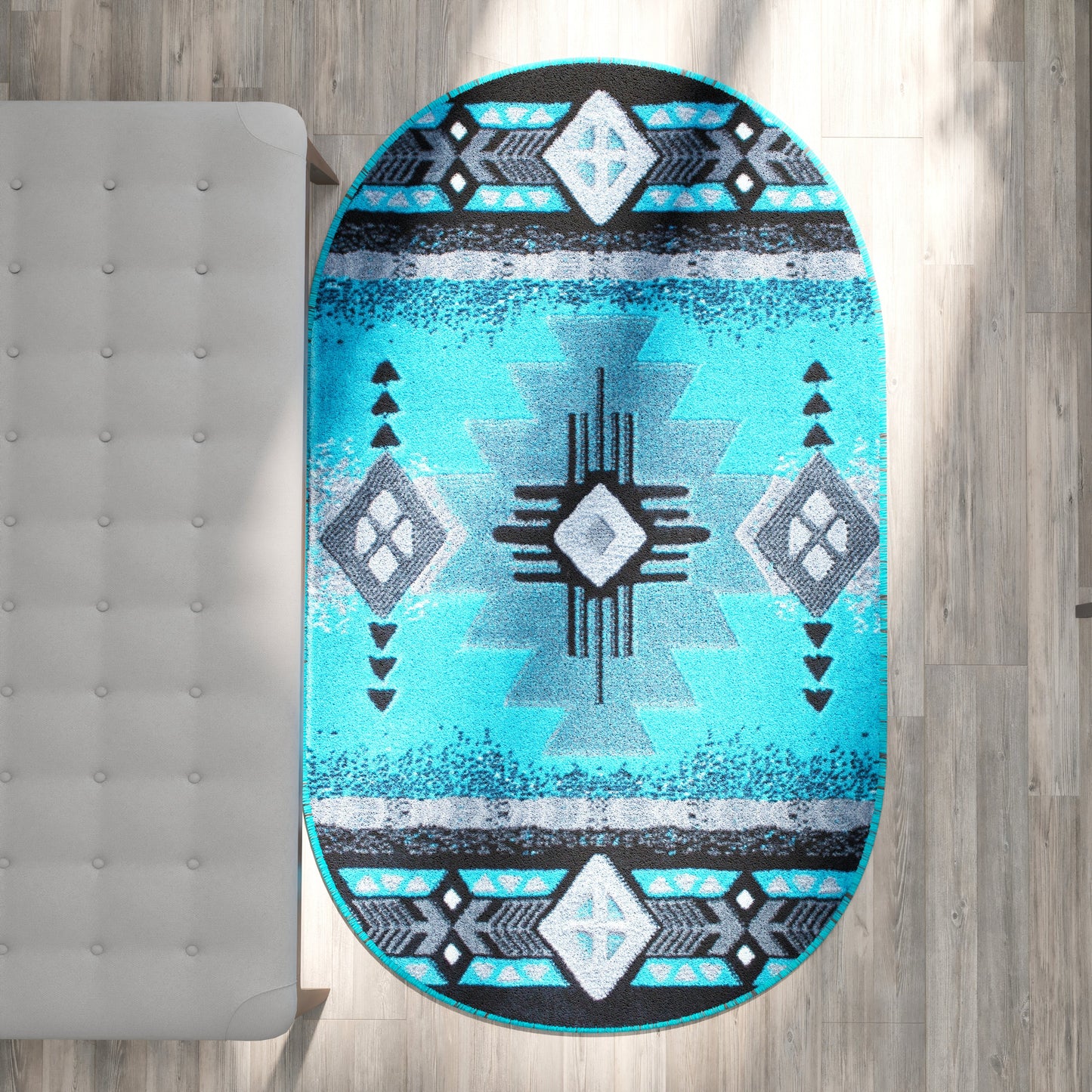 3x5 Oval Turquoise Area Rug ACD-RGC318-35-TQ-GG