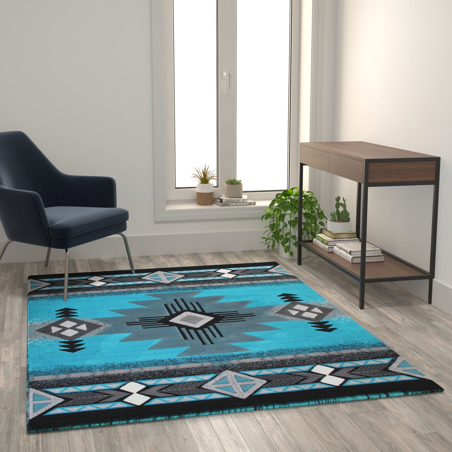 5x7 Rustic Turquoise Area Rug ACD-RGC318-57-TQ-GG