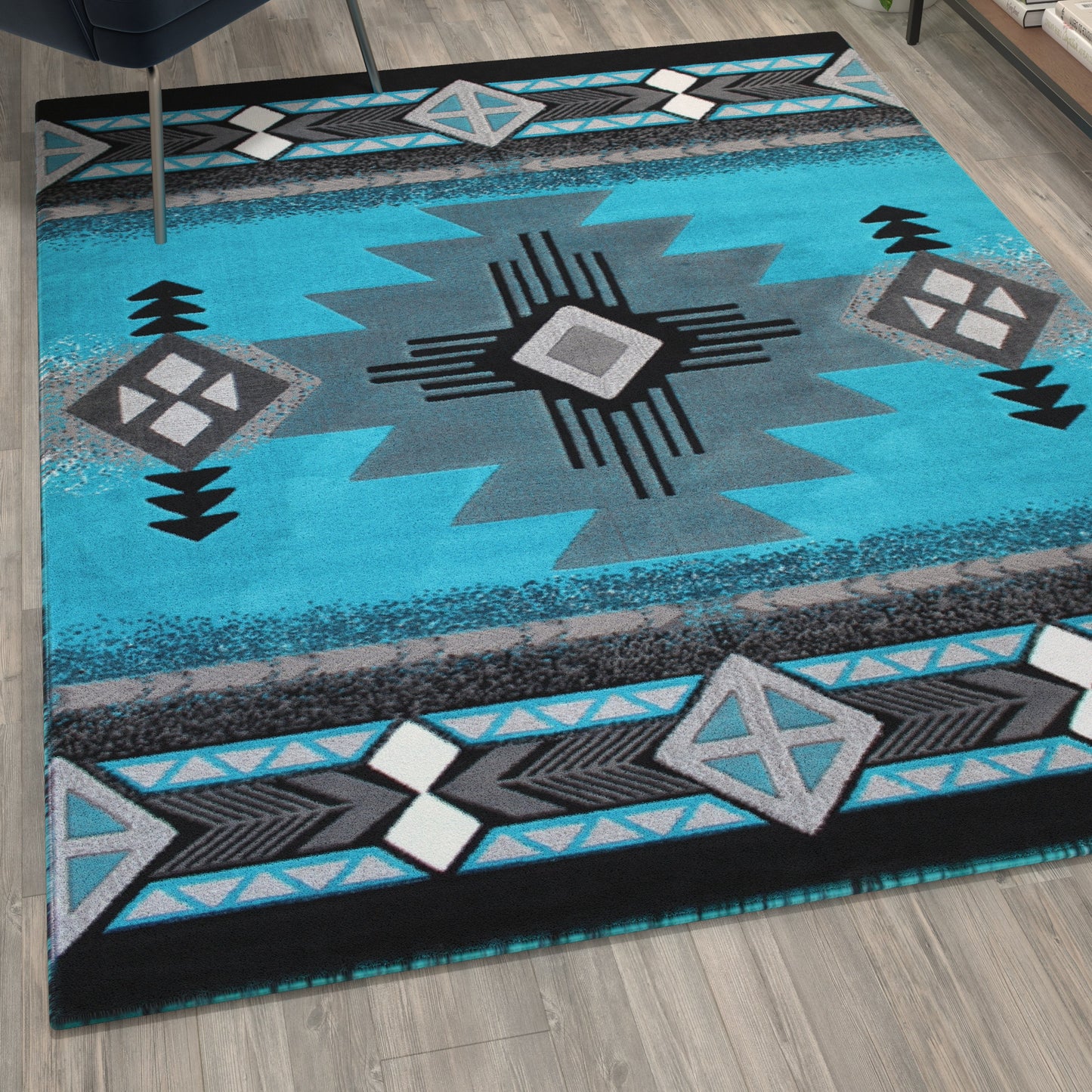 5x7 Rustic Turquoise Area Rug ACD-RGC318-57-TQ-GG