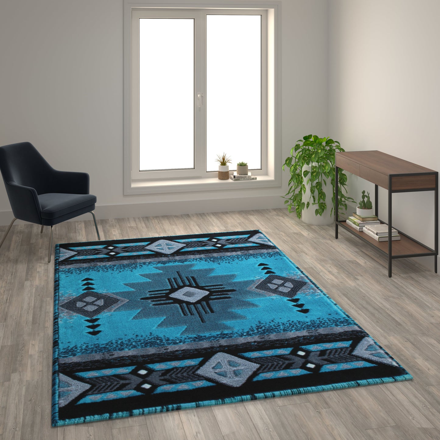6x9 Rustic Turquoise Area Rug ACD-RGC318-69-TQ-GG