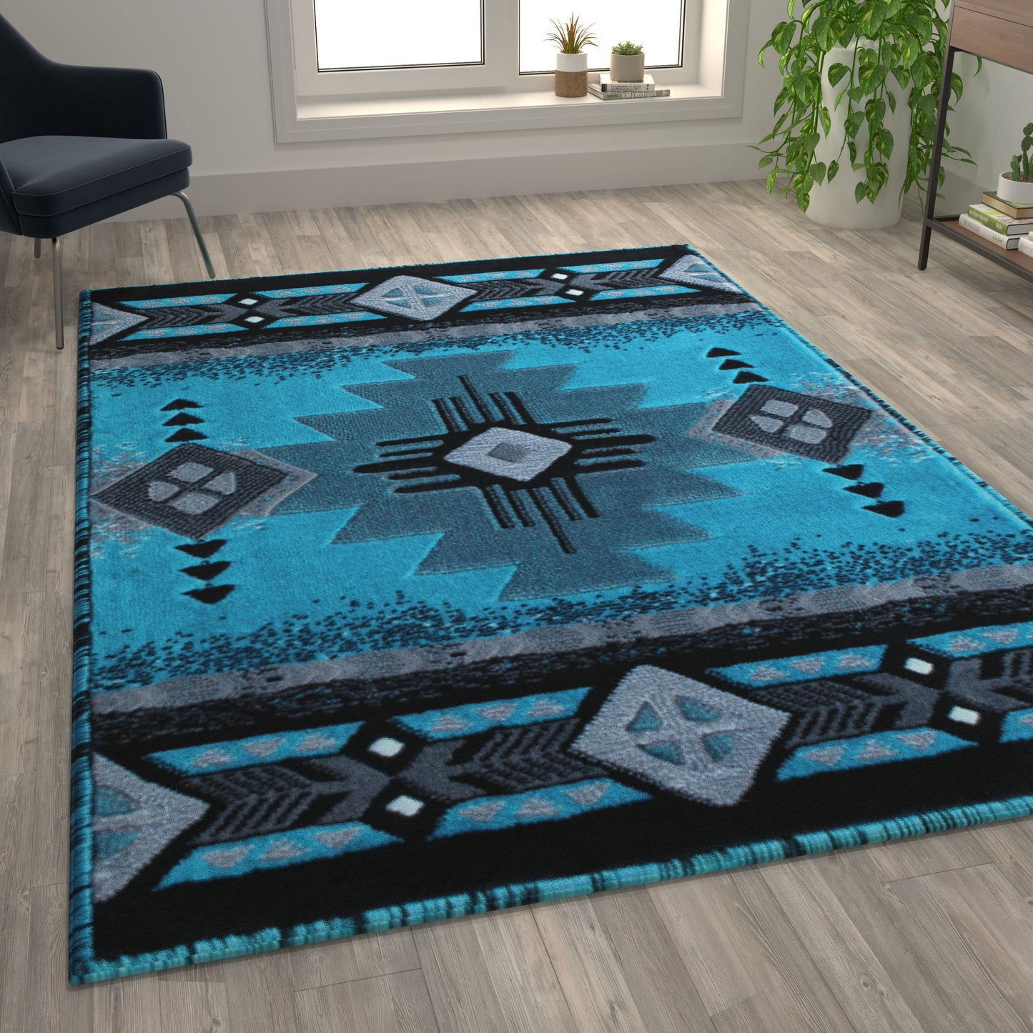 6x9 Rustic Turquoise Area Rug ACD-RGC318-69-TQ-GG