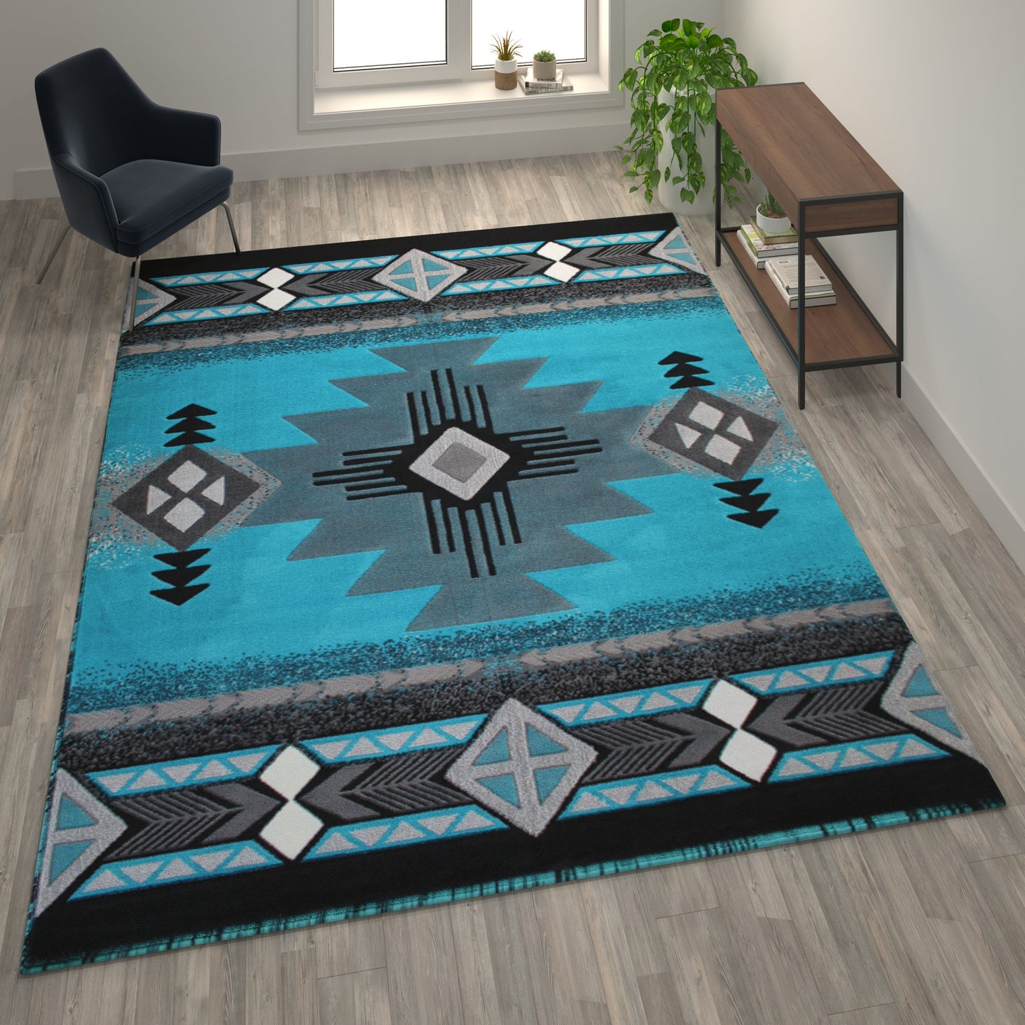 8x10 Rustic Turquoise Area Rug ACD-RGC318-810-TQ-GG