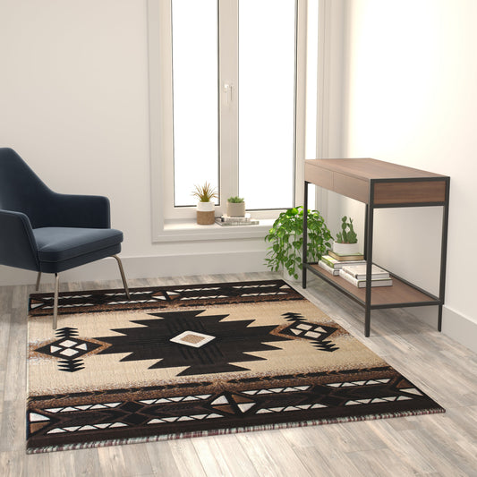 5x7 Rustic Brown Area Rug ACD-RGELYF-57-BN-GG