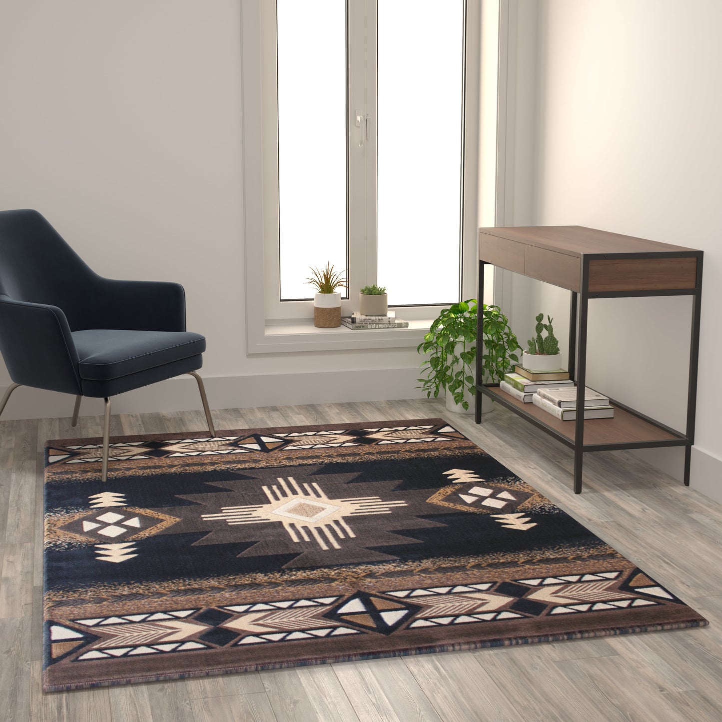 5x7 Rustic Black Area Rug ACD-RGEMQ9-57-BK-GG