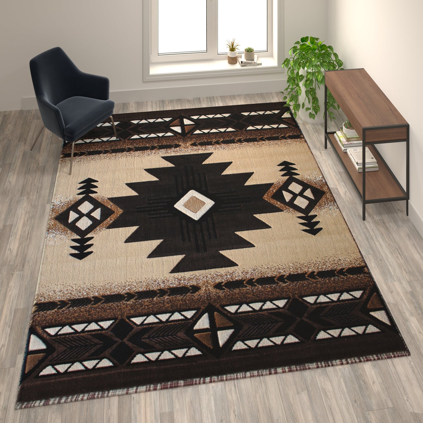 8x10 Rustic Brown Area Rug ACD-RGKGYH-810-BN-GG