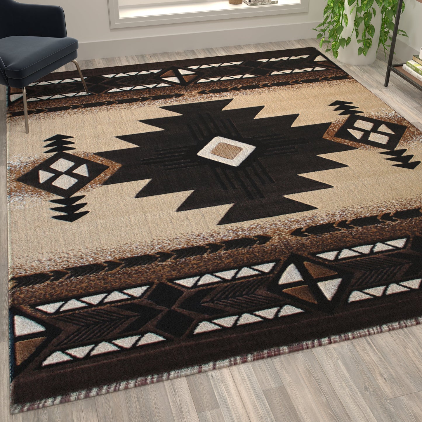 8x10 Rustic Brown Area Rug ACD-RGKGYH-810-BN-GG