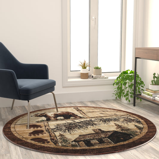 6x6 Brown Wildlife Area Rug ACD-RGL362-66-BG-GG